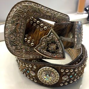 Cowhide Leather Bling Belt